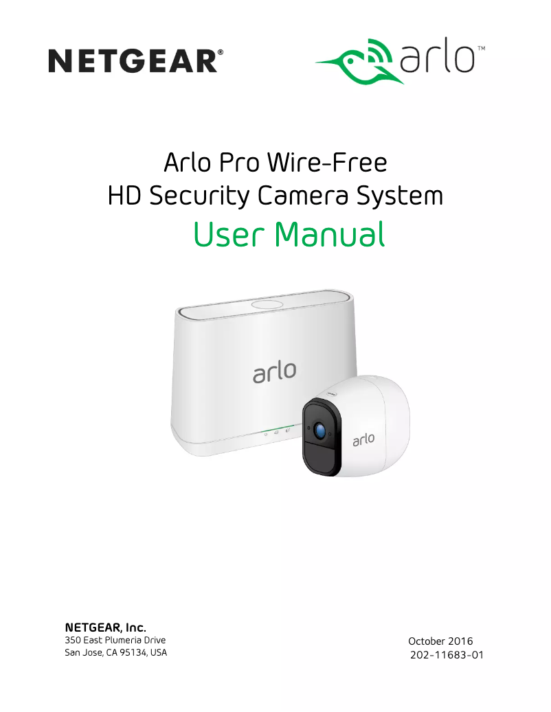Page 1 de la notice Manuel utilisateur Arlo Pro Wire-Free