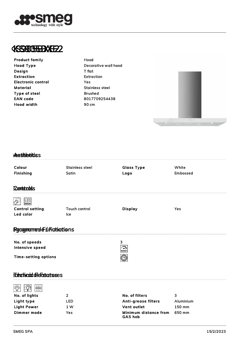 Page 1 de la notice Brochure Smeg KS905BXE2