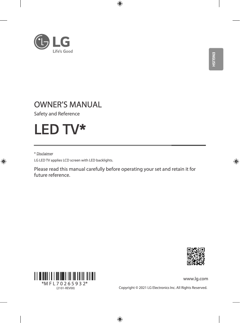 Page 1 de la notice Manuel utilisateur LG 50UP7750PTZ