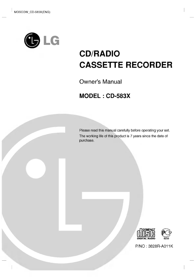 Image de la première page du manuel de l'appareil CD-583X