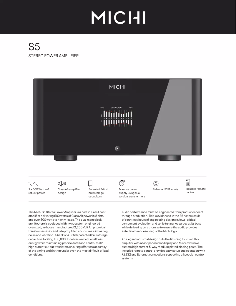 Image de la première page du manuel de l'appareil Michi S5