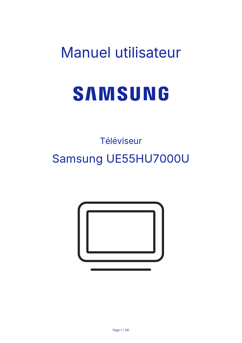 Page 1 de la notice Manuel utilisateur Samsung UE55HU7000U
