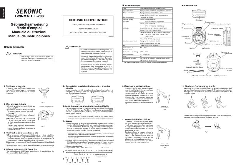 Page 1 de la notice Manuel utilisateur Sekonic TwinMate L-208