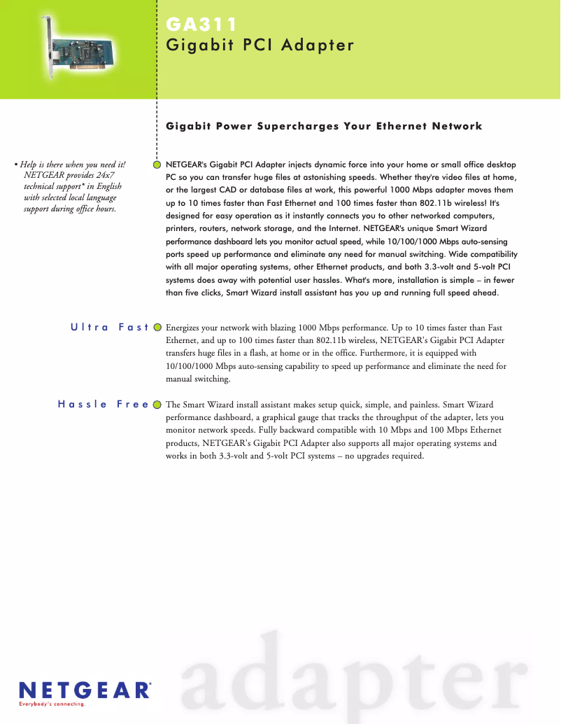 Page n°1 - Fiche technique Netgear GA311