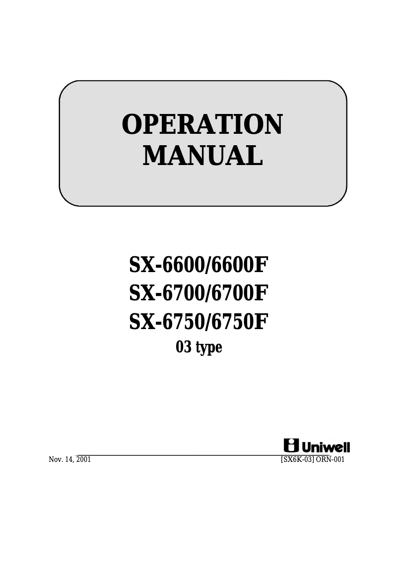 Page n°1 - Manuel utilisateur Uniwell SX-6600