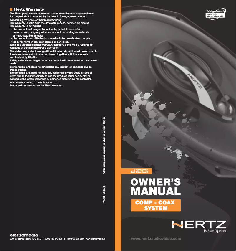 Page n°1 - Manuel utilisateur Hertz DSK 165.3