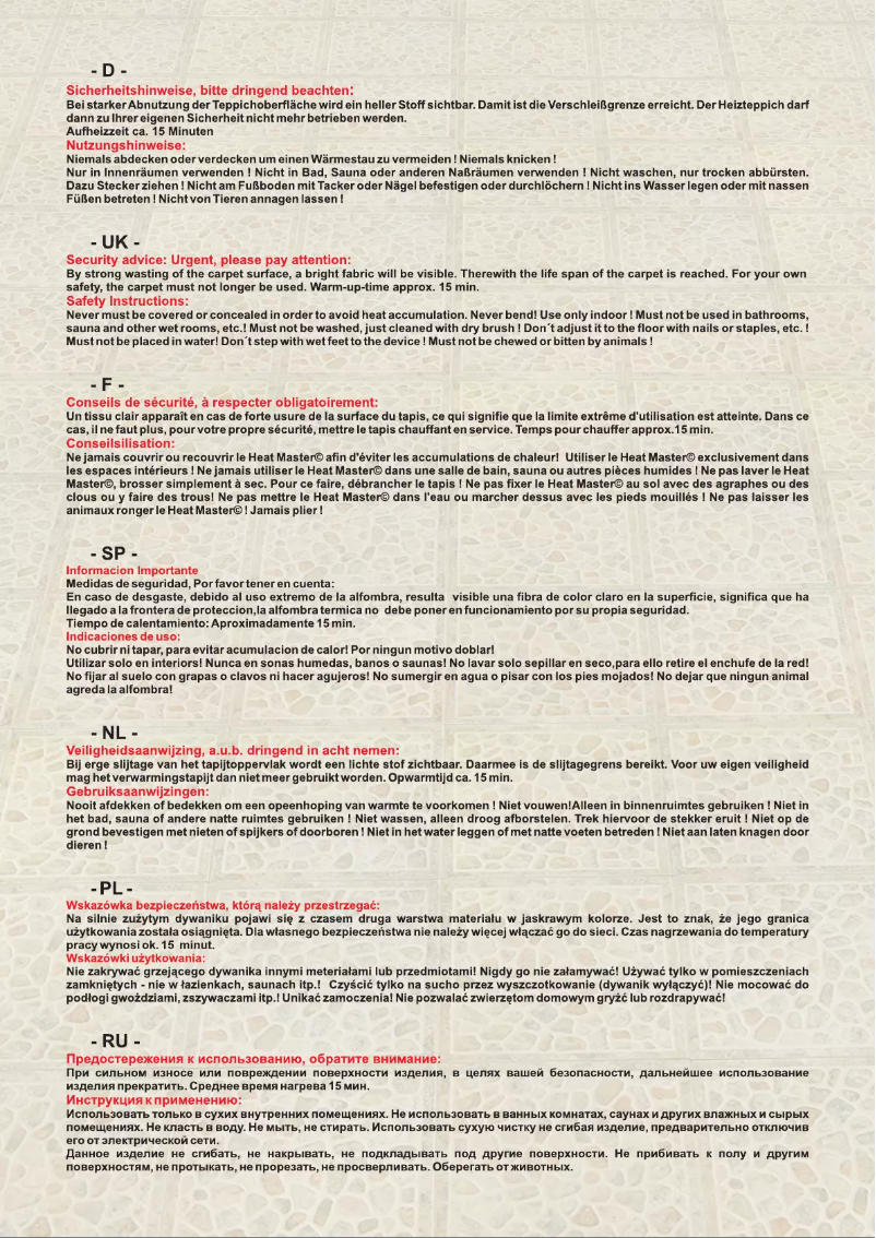 Página 1 del manual Manual de usuario Arnold Rak Heat Master 611257-A