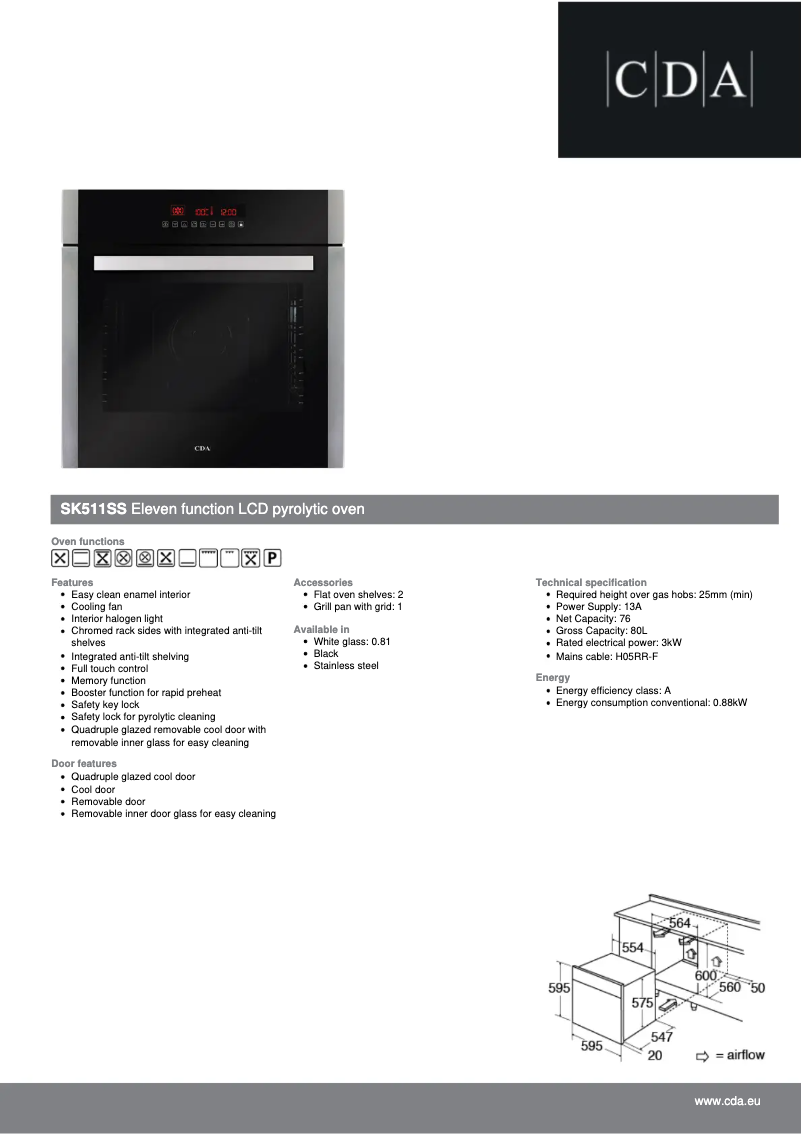 Page n°1 - Fiche technique CDA SK511SS