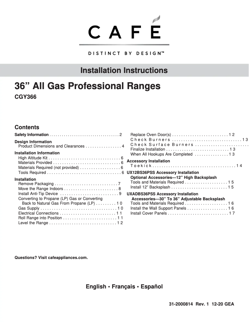 Image de la première page du manuel de l'appareil Café CGY366P2TS1