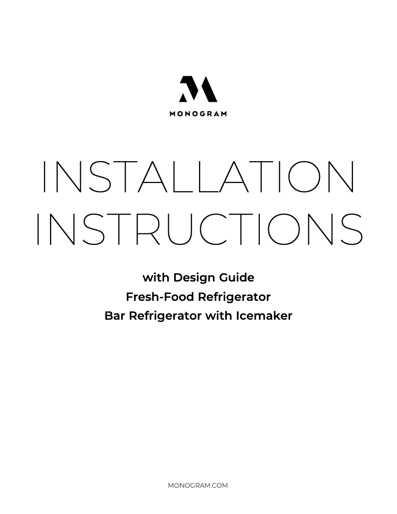 Page 1 de la notice Guide d'installation Monogram ZIFS240NSS