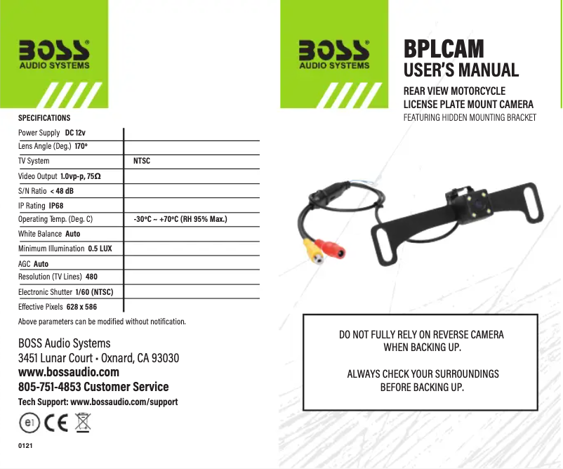 Page 1 de la notice Manuel utilisateur Boss BPLCAM