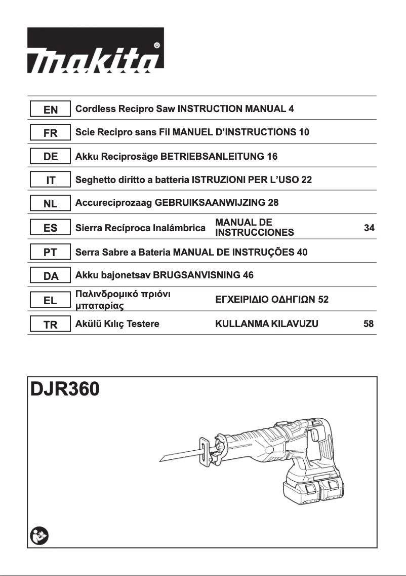 Page 1 de la notice Manuel utilisateur Makita DJR360