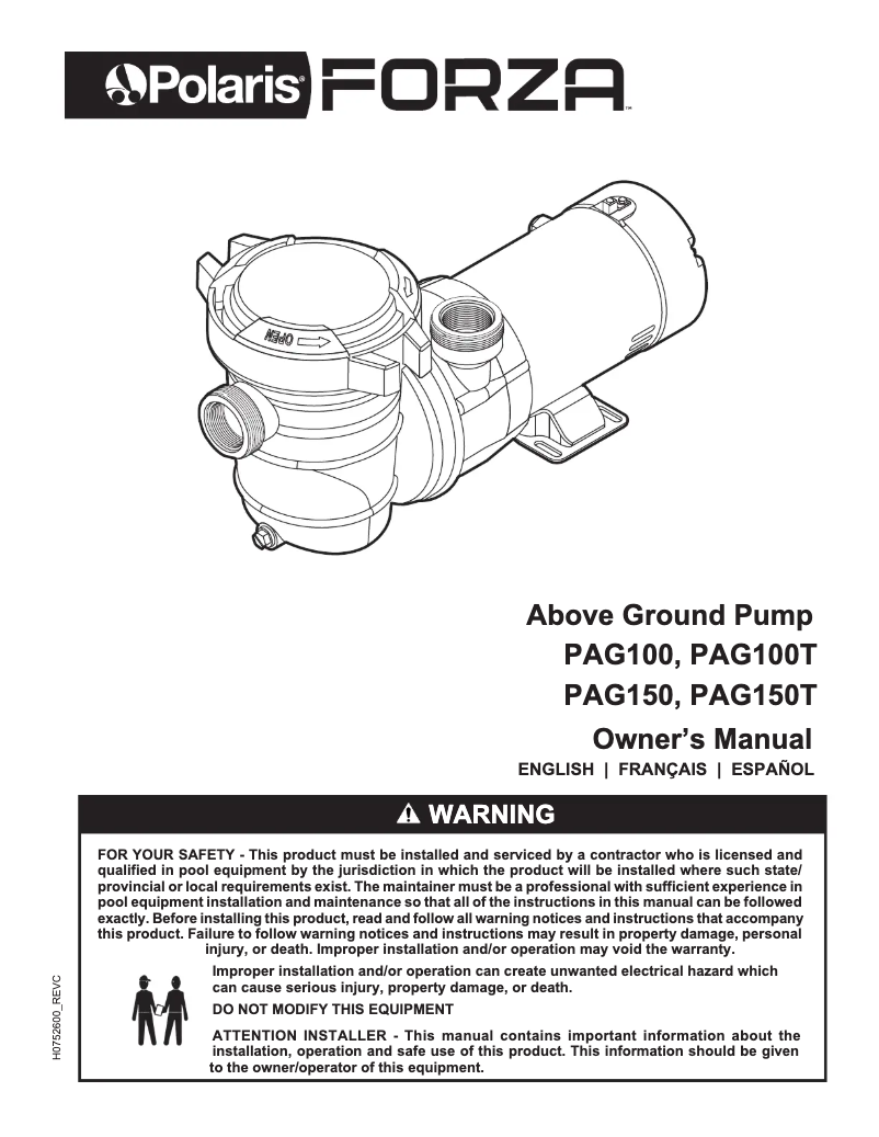 Page 1 de la notice Manuel utilisateur Polaris Forza