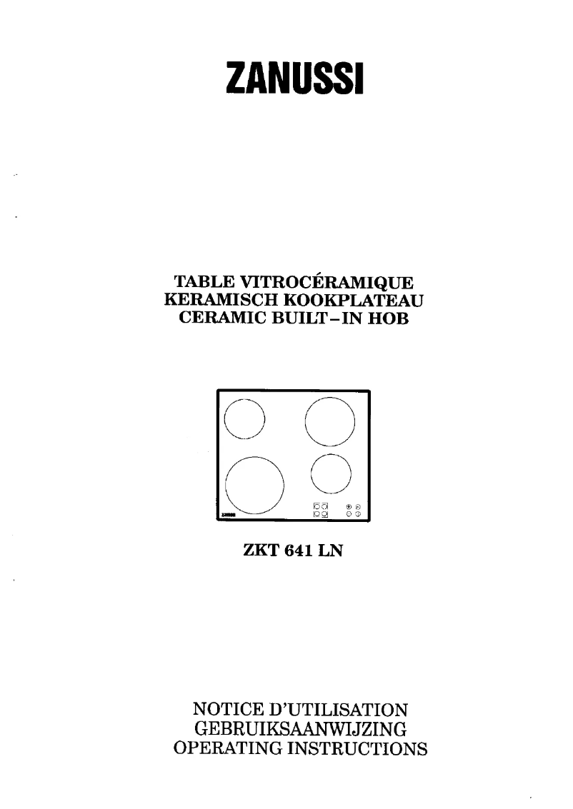 Page n°1 - Manuel utilisateur Zanussi ZKT 641 ln