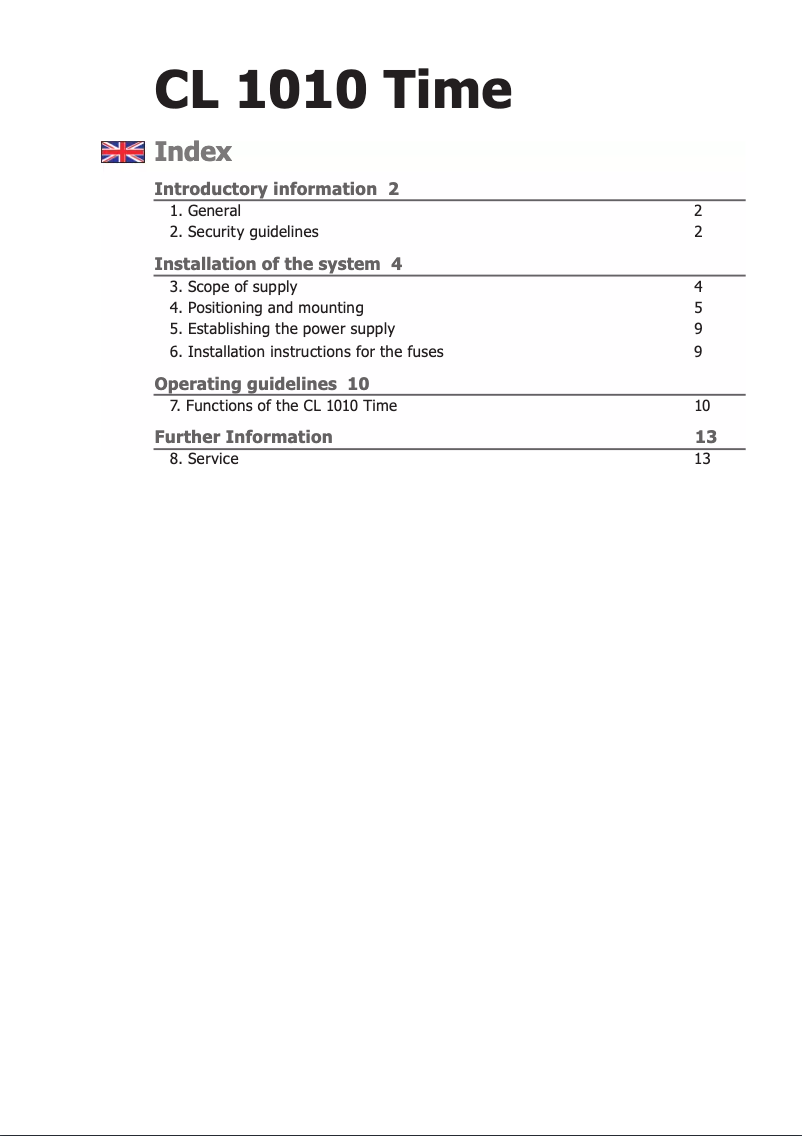 Page 1 de la notice Manuel utilisateur Bury CL1010