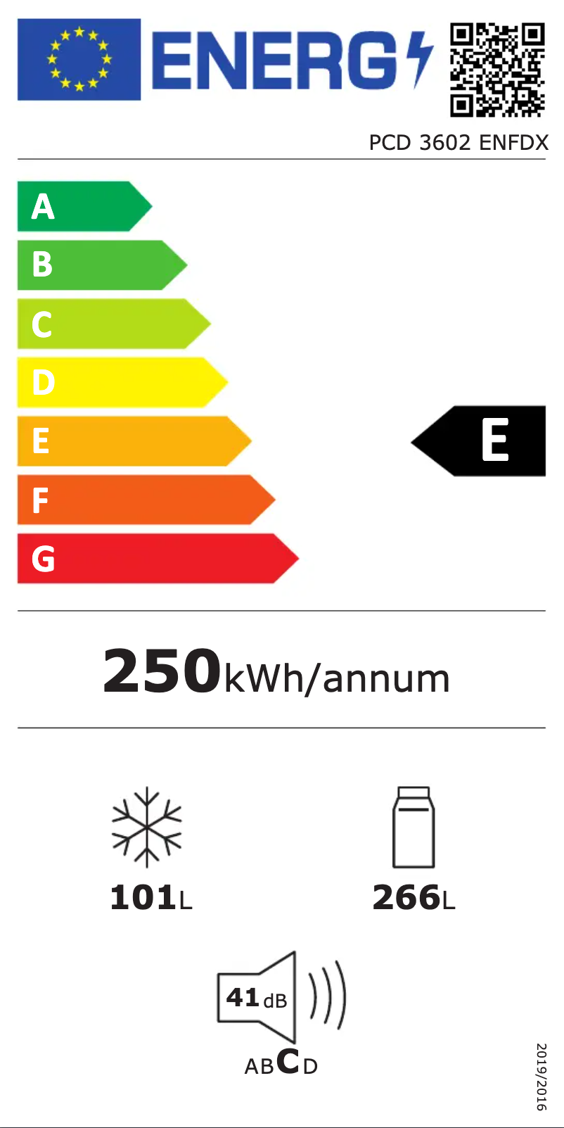 Page n°1 - Label énergétique Philco PCD 3602 ENFDX