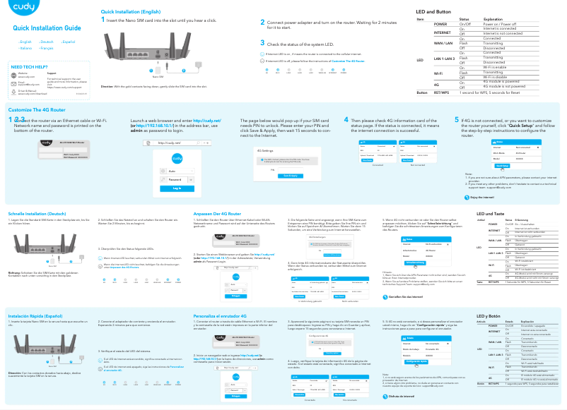 Page 1 de la notice Guide d'installation Cudy LT400