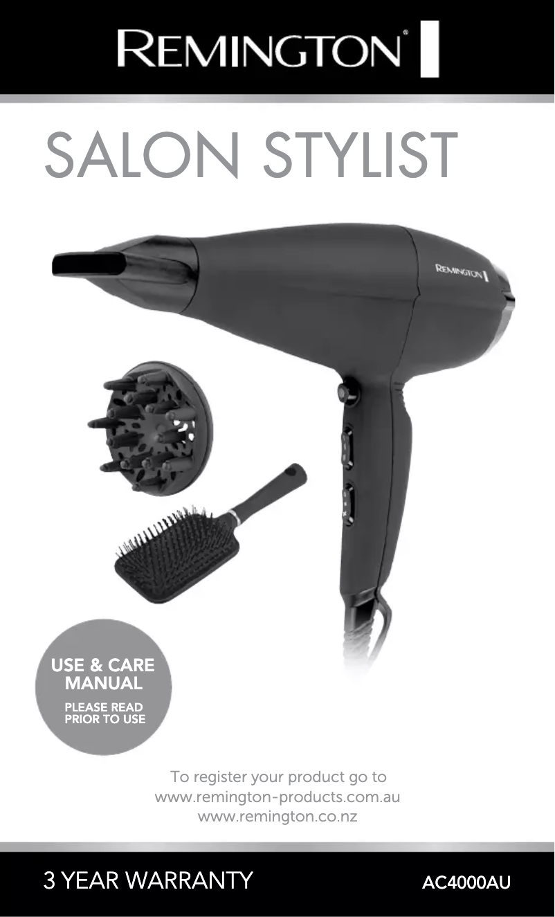 Page 1 de la notice Manuel utilisateur Remington Salon Stylist AC4000AU