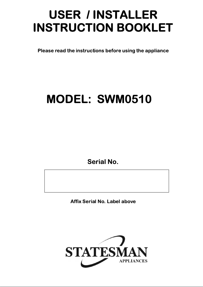 Page 1 of the manual User Manual Statesman SWM0510