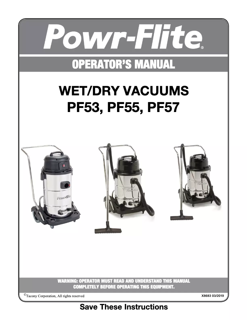 Page n°1 - Manuel utilisateur Powr-Flite PF55