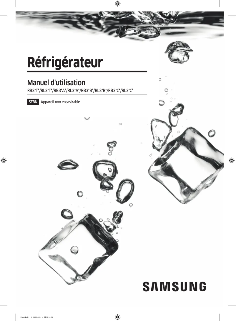 Page 1 de la notice Manuel utilisateur Samsung RB38C607AB1