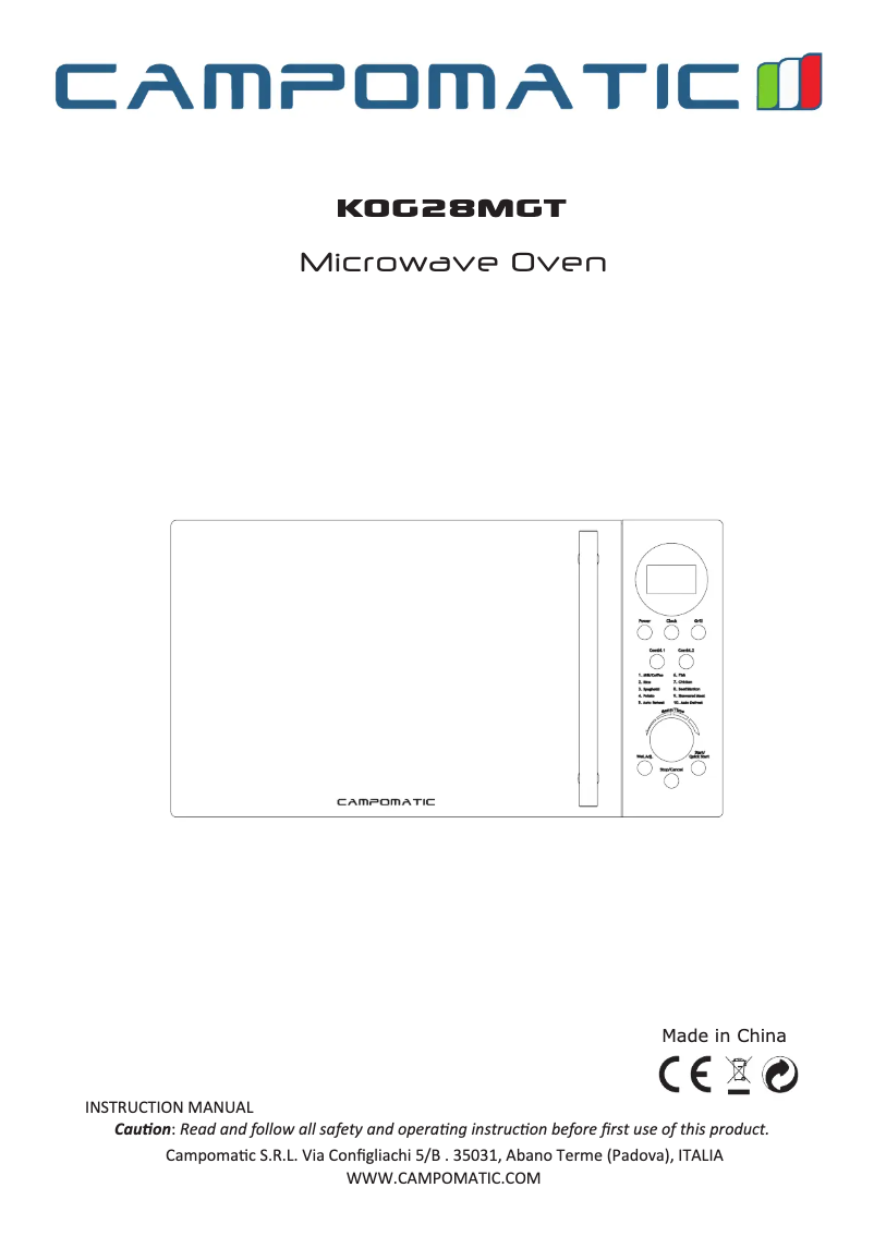 Página 1 del manual Manual de usuario Campomatic KOG28MGT