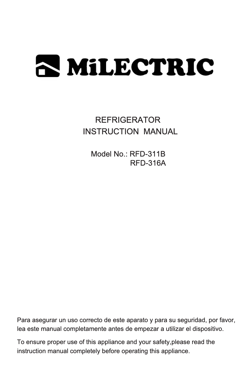 First page image of the manual for RFD-316A