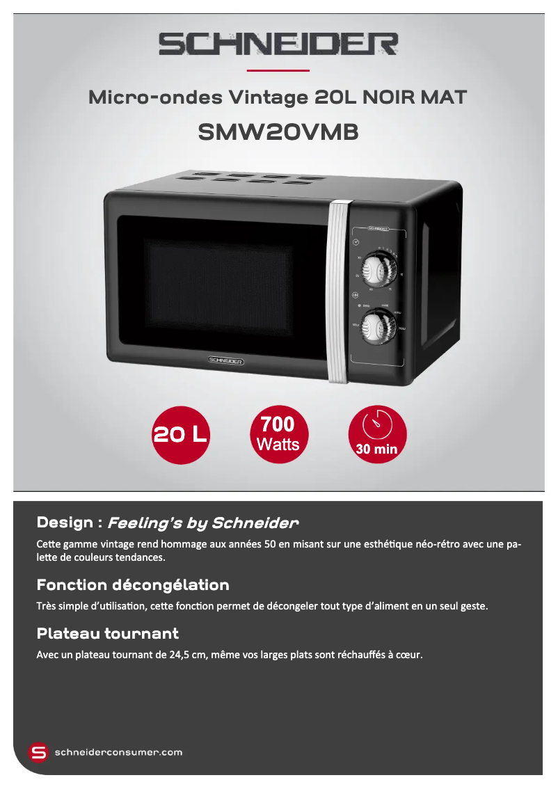 Page 1 de la notice Fiche technique Schneider SMW20VMB