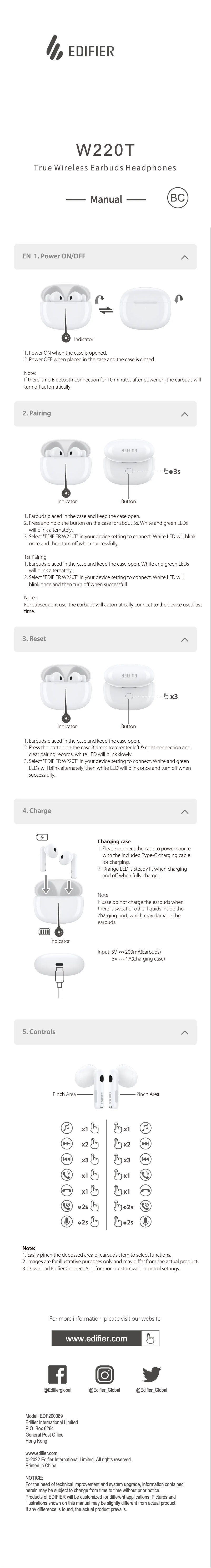 Page n°1 - Manuel utilisateur Edifier W220T