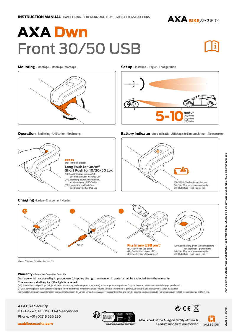 Image de la première page du manuel de l'appareil Dwn Front 30