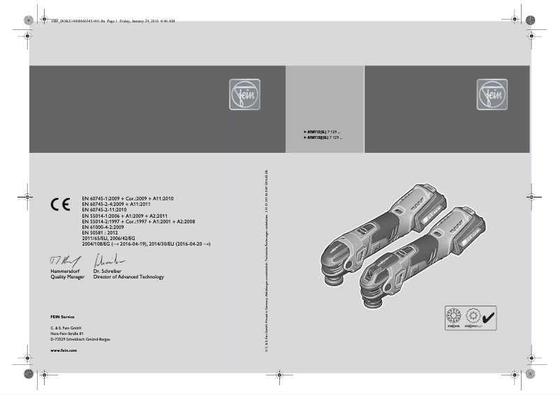 Page n°1 - Manuel utilisateur Fein MultiTalent AFMT12QSL ALED
