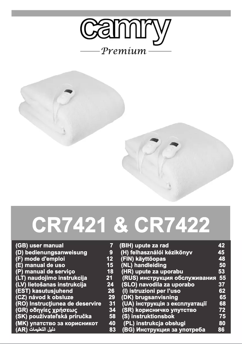 Page n°1 - Manuel utilisateur Camry CR 7421