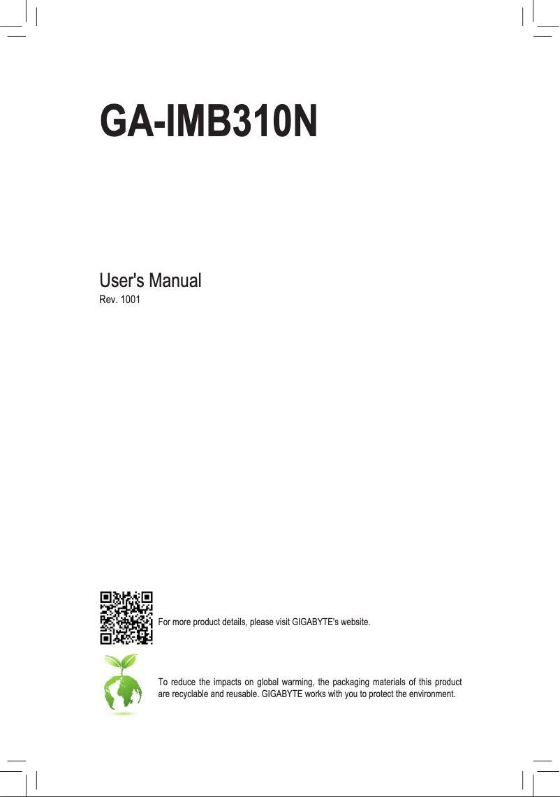 Image de la première page du manuel de l'appareil GA-IMB310N