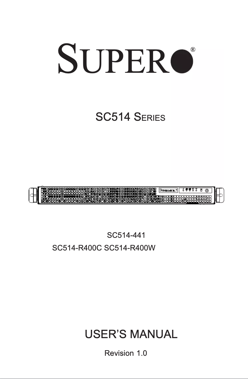 Page 1 de la notice Manuel utilisateur Supermicro SuperChassis SC514