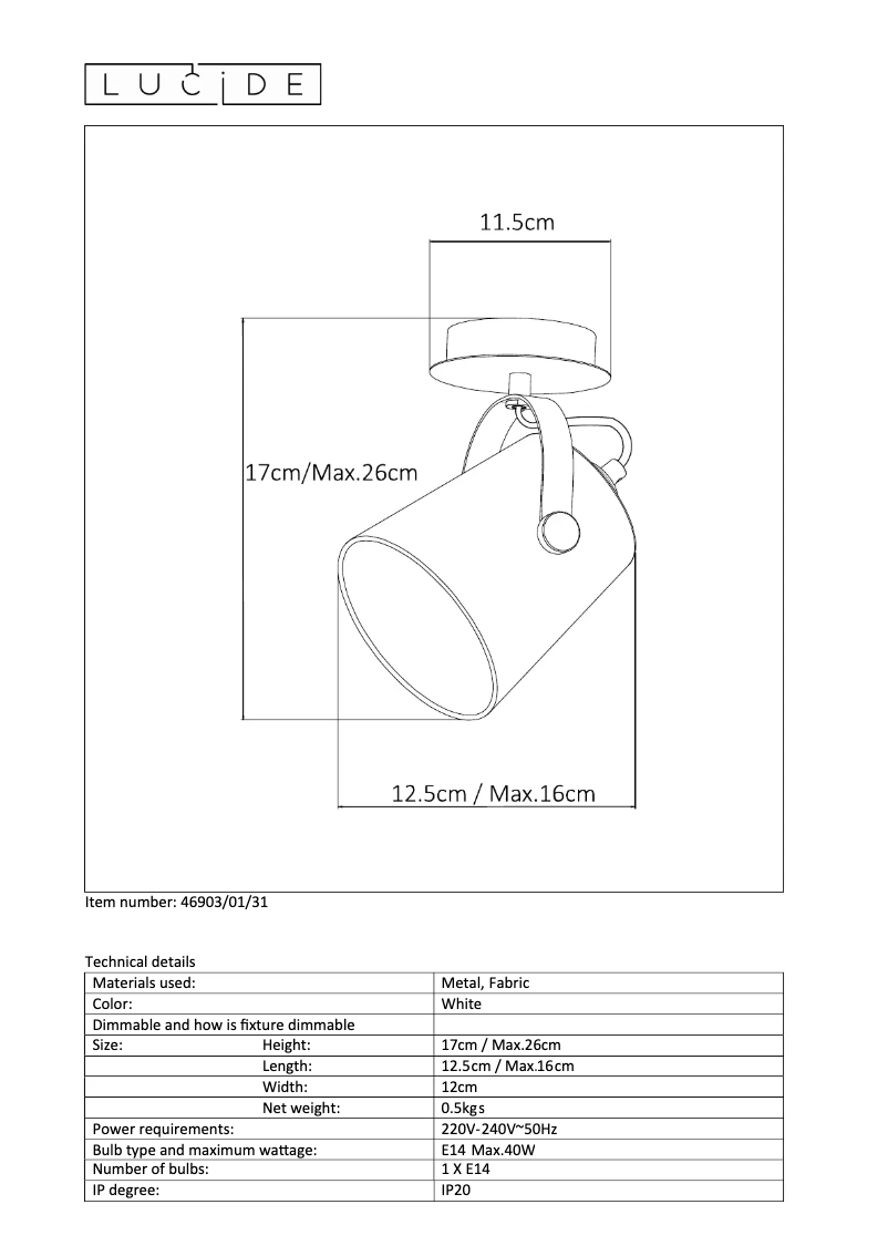 Page 1 de la notice Manuel utilisateur Lucide Edo 46903/01/31