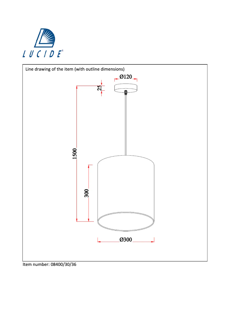 Page 1 de la notice Manuel utilisateur Lucide Moda 08400/30/36