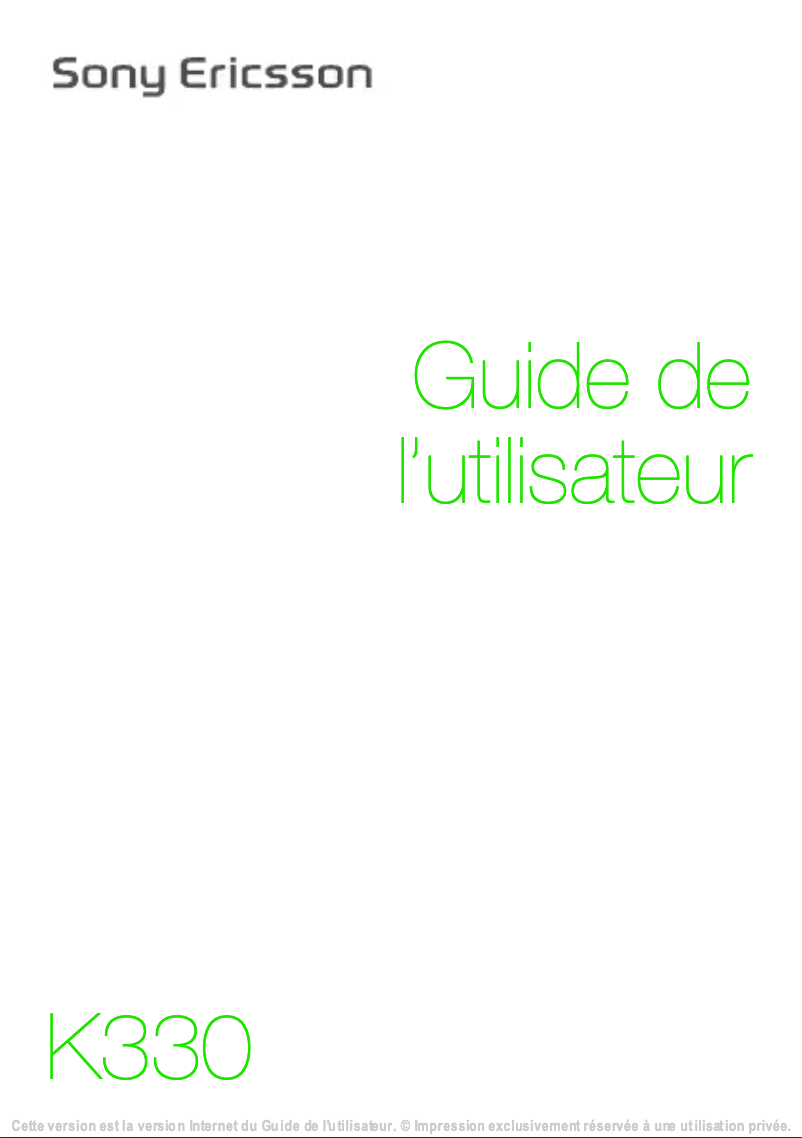 Page 1 de la notice Manuel utilisateur Sony Ericsson K330