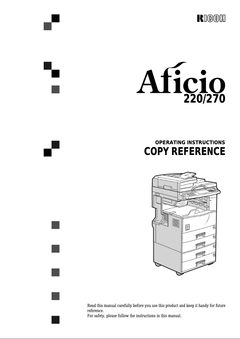 Image de la première page du manuel de l'appareil Aficio270