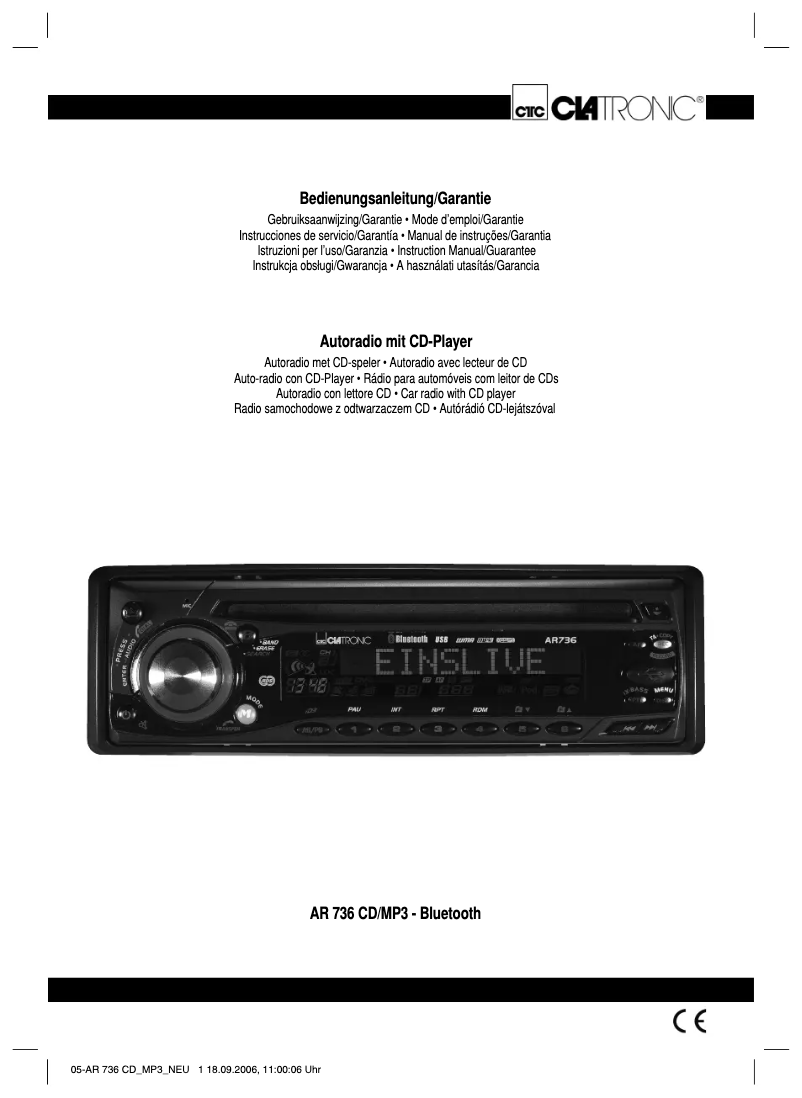 Page 1 de la notice Manuel utilisateur Clatronic AR 736