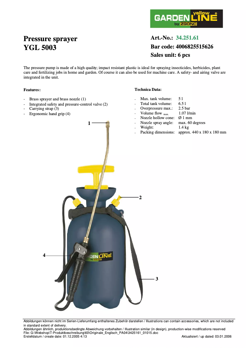 Image de la première page du manuel de l'appareil YGL 5003