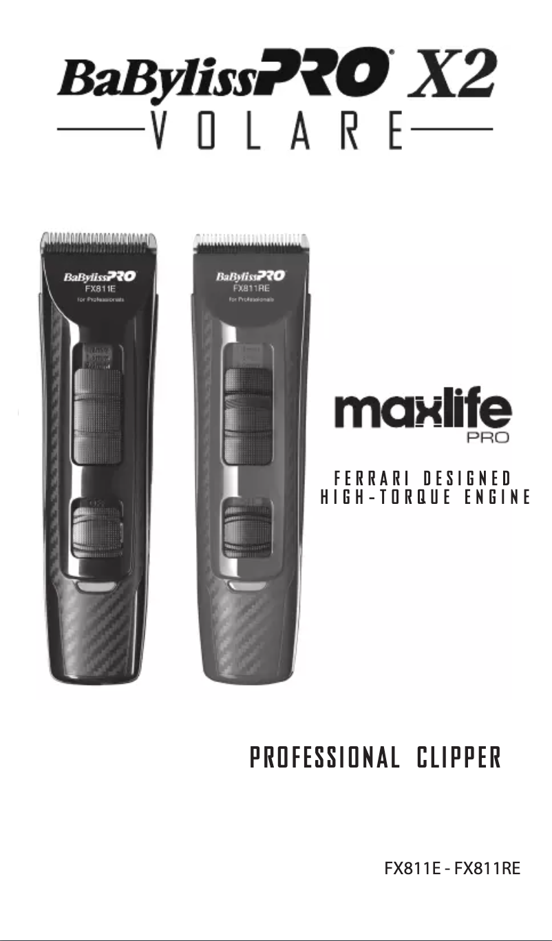 Page 1 de la notice Manuel utilisateur BaByliss Pro X2 Volare FX811RE