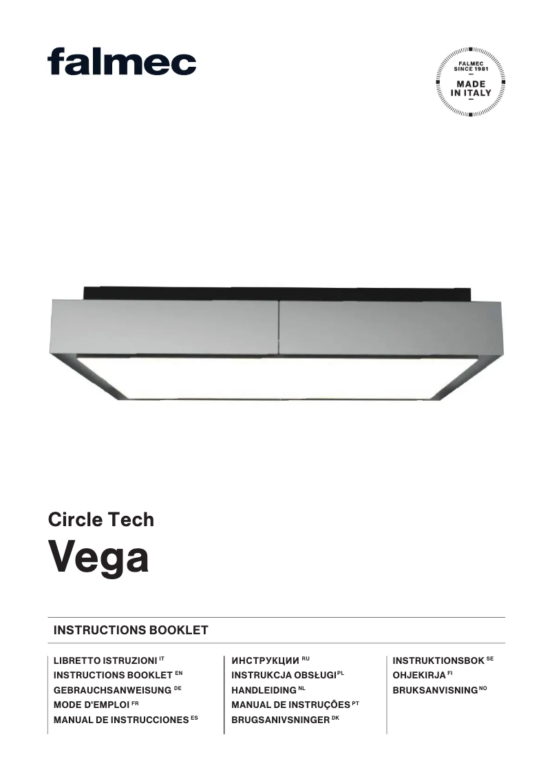 Page 1 de la notice Manuel utilisateur Falmec Vega