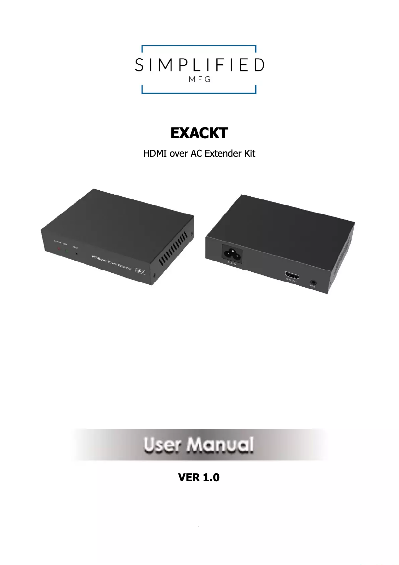 Page n°1 - Manuel utilisateur Simplified MFG EXACKT