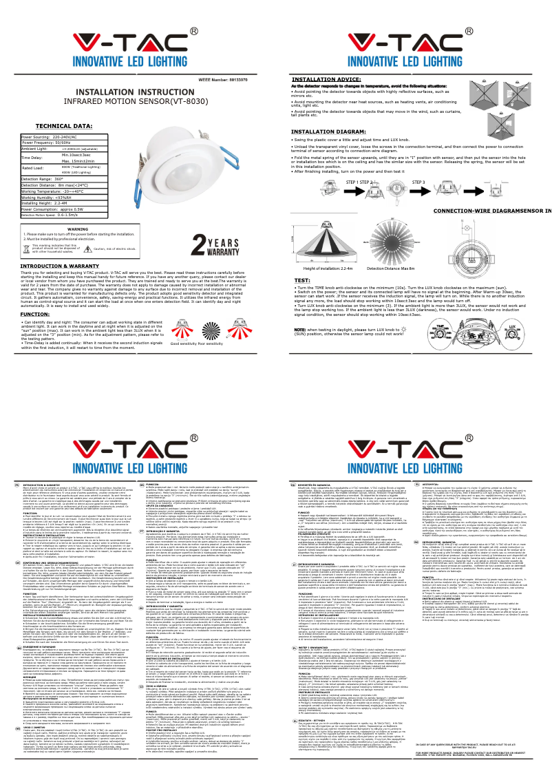 Page 1 de la notice Manuel utilisateur V-TAC VT-8030