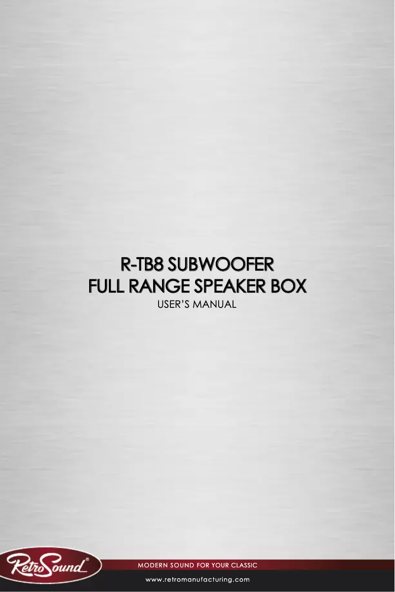 Page n°1 - Manuel utilisateur RetroSound R-TB8