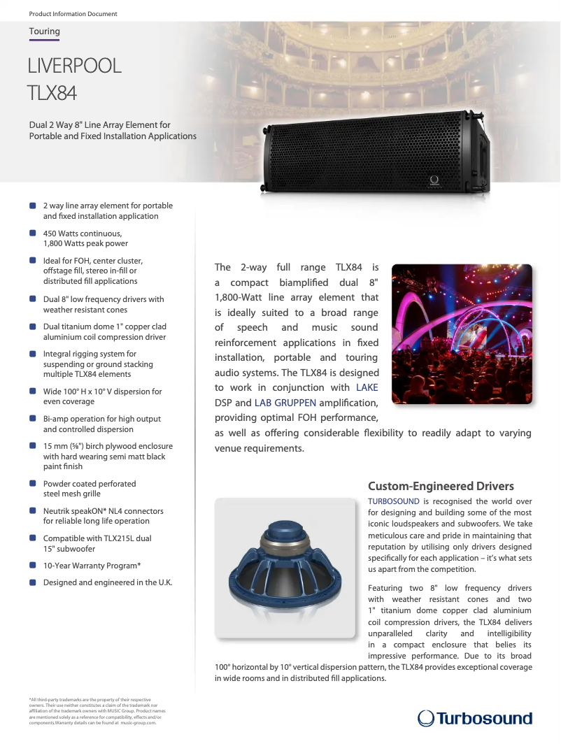 Página 1 del manual Ficha técnica Turbosound Liverpool TLX84