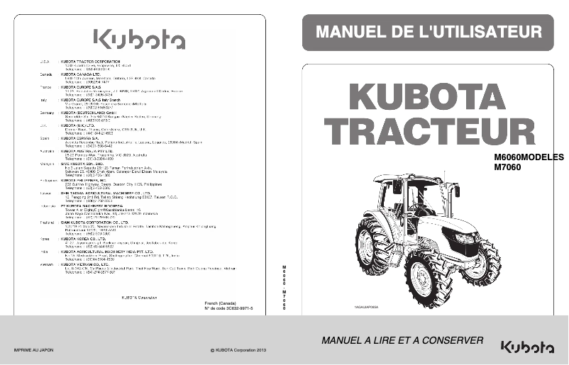 Page n°1 - Manuel utilisateur Kubota M5660
