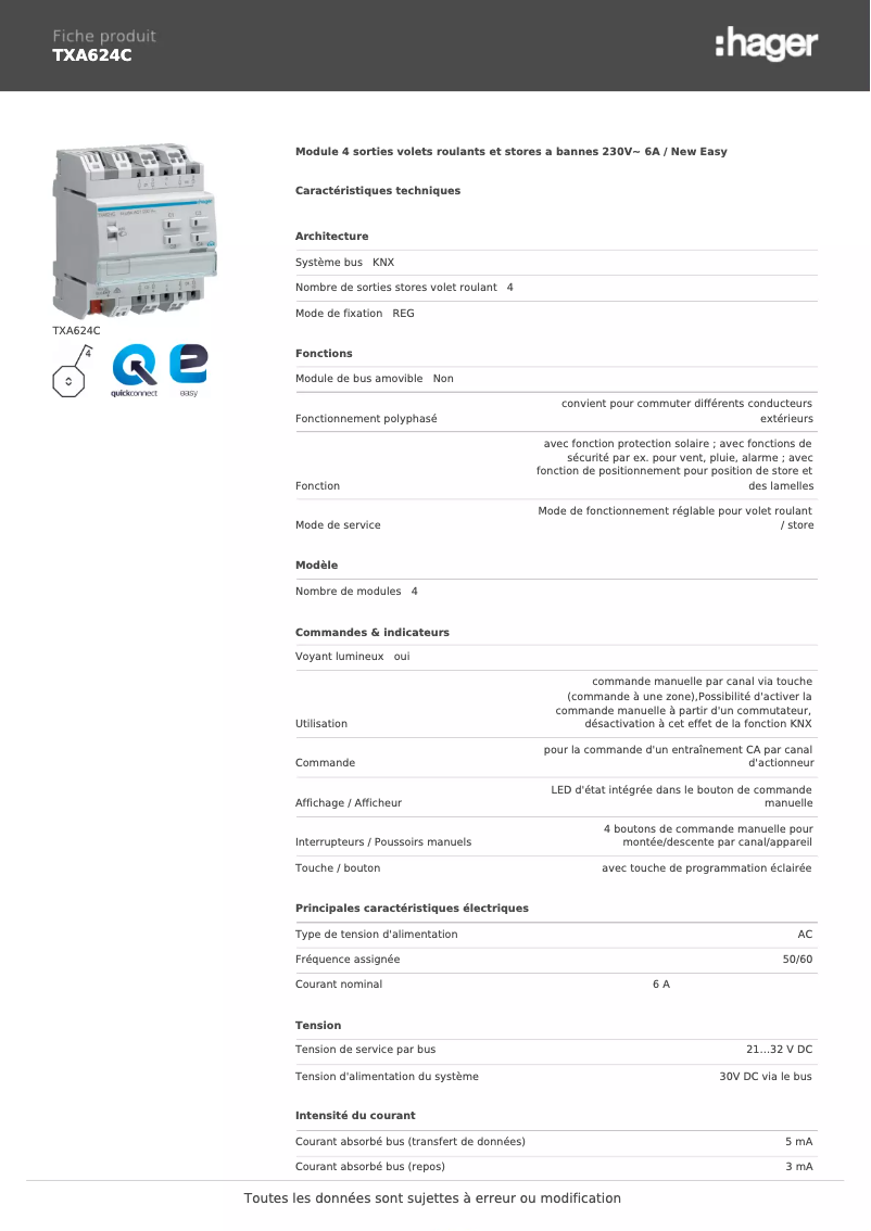Image de la première page du manuel de l'appareil TXA624C