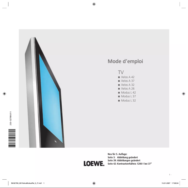 Page n°1 - Manuel utilisateur Loewe Xelos A 37