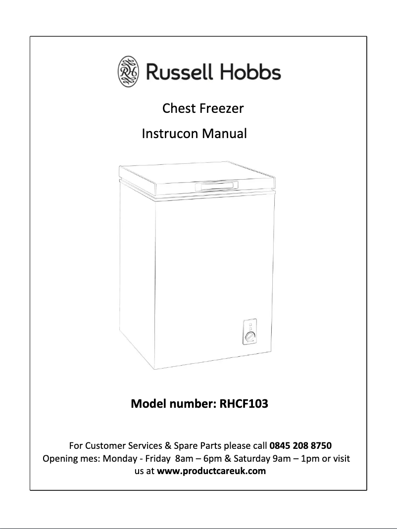 Page 1 de la notice Manuel utilisateur Russell Hobbs RHCF103